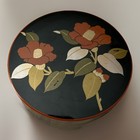 Vintage Otagiri Japan Black Lacquerware Coaster Set Floral Box With 5 Coasters