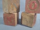 Rare Late 19th C American Antique 4 Pc Litho d Paper Cvrd Wd Alphabet Pict Blcks