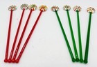 Set Of 8 Vintage Glass Peppermint Swizzle Sticks Green And Red 7 5 8 