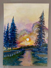 Countryside - Original  Aceo 100  Hand Painted Nature Small  Acrylic Painting