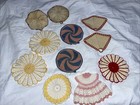 11 Vintage Round Dress Triangle Crochet Pot Holders Granny Cottage Farmhouse