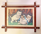 Antique Currier And Ives Lithograph  my Little White Kitties  Adirondack Frame