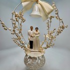 Vtg 1952 Wedding Cake Topper Bride   Groom Wedding-bell-flowers Hand-painted