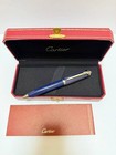 2026 Cartier Blue Metal Ballpoint Pen Full Box Authentic Luxury - Fast Ship