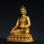 12  Old Antique Tibetan Buddhism Temple Bronze 24k Gilt Amitabha Buddha Statue