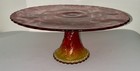 Vintage Red Amberina Le Smith Glass 12    Pedestal Cake Stand Grape Vine Pattern 