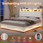 Full Bed Frame Lift Up Storage With Led Lights Hidden Headboard Charging Station