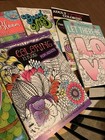 Adult Coloring Book Lot Of 6 with 16 Pencils New    variety Of Subjects