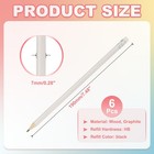 Round Wooden Pencils Bulk  6 Pack Hb Graphite Pencils With Eraser  White