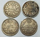 1899 1904 1907 1911 Canada 4 Coin Lot   Silver 5 Cent Half Dime   Low Shipping