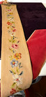 Antique Needlepoint Bellpull With Floral Motif And Brass Hardware B204
