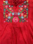 Mexican Embroidered Floral Blouse Red Size S