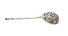 Antique 19c Large Russian Imperial Silver 84 Hand Paint Enamel Caviar Spoon Old