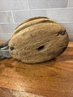 Antique Wooden Barn Boat Double Pulley - Vintage Farm Hardware Block   Tackle
