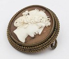 A f Victorian Carved Cameo Panel Classical Female Bust Brooch 19th Century