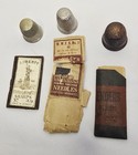 Antique Sewing Lot Tatting Shuttle Thimbles   Vintage Needle Packets Notions