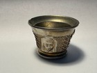 Antique Silver-plated Miniature Cup With Embossed Faces   Vine Motif     Possibly