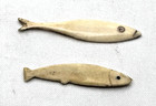 C 1880 Two Fish Antique Thread Holders Winders Bone