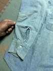 Vintage 1950s Chambray Work Shirt Farm Worn Faded Distressed Men   s Large