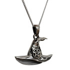 Witch Hat Pentacle Pendant Necklace 925 Silver 18  Chain Witchy Jewellery   Box