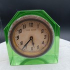 Art Deco New Haven Green Uranium Glass Desk Clock