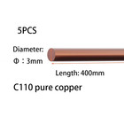 5pcs Pure Copper Round Rod Length 15 7  Dia 1 8  For Grounding  Gardening  And C