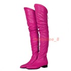 Fashion Women s Boots Over Thigh High Boots Low Chunky Heels Faux Leather Shoes