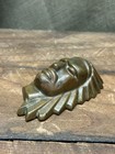 Unusual Antique Heavy Brass Paperweight Indian Head