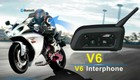 1x 1200m Intercom Bluetooth Motorcycle Helmet Interphone Headset For 6 Riders V6