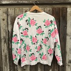 Vintage 80s Spumoni Franko Cats Flowers All Over Print Fleece Sweatshirt