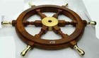 Antique Maritime Nautical Wooden Ship Wheel With Brass Handle Vintage Decorative