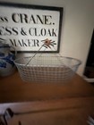 Large Vtg Metal Wire Vegetable Egg Basket Wood Handle Country Rustic Farmhouse