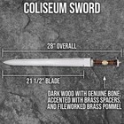 Coliseum Sword   Leather Scabbard   Stainless Steel Blade   Wooden Handle   28 