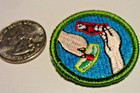 Boy Scout  patch Trading  Spoof Merit Badge Shows Hands Holding Csp And Oa Flap 