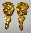 2 Vintage Nouveau Style Stamped Brass Lady Crafting Figures Hollow Back 1 75 