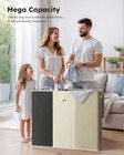 180l 3-section Laundry Hamper With Lid  Extra Large Dirty Clothes Basket With St