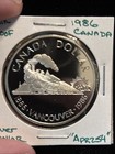 1986 Canada  1 Silver Dollar Proof Vancouver Train    apr254    