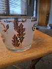 Vintage 1960 s Libbey Gold Leaf Foliage Frosted Ice Bucket Bowl Made In Usa