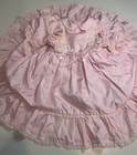Vintage Girls Heirloom Pinafore Silk  Dress Size 3 Pageant Princess Ruffle Lace