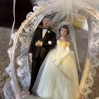 Vintage Wilton Wedding Bride Groom Cake Topper Brunette Couple