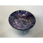 Vintage Enamel On Copper Small Bowl Abstract Purple Teal Spiral Base 039 1  29 