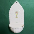 Vintage Donagel Belleek Ireland Porcelain Holy Water Font Irish Cross Wall Mount