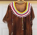 Leather Beaded Dress Native American Style Fringe Shells Mink Pelts Horse Hair
