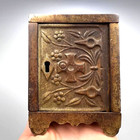 Antique 1897 J e Stevens Cast Iron Coin Bank Safe Usa Heavy Metal Money Box Nice