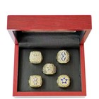 Dallas Cowboys Set Of 5 Gold   Silver Super Bowl Rings With Wooden Display Box
