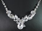 Floral Clear Austrian Rhinestone Crystal Necklace Earrings Set Bridal Prom N1389
