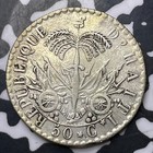 An 26  1829  Haiti 50 Centimes Lot mk376 Silver  Km 20