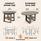 43 3 -59  Extendable Round-oval Dining Table 4-6  H Base Storage Shelf Gray