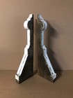 Pair Antique Shabby White Thin Wood Corbel Roof Brackets Old Vtg Chic 1193-26b