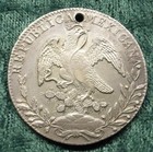 1832 Zs Om Mexico Silver 8 Reales Coin  Libertad Cap   Rays  Eagle   Snake